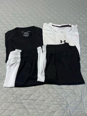 Under Armour Men’s Athletic Shorts and Tops - Black and White